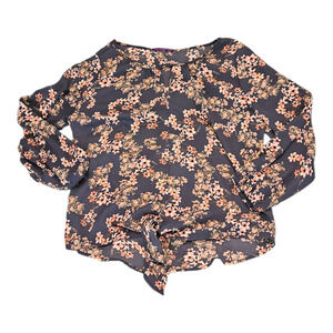 West Kei XS Sheer Floral Long Sleeve Shirt